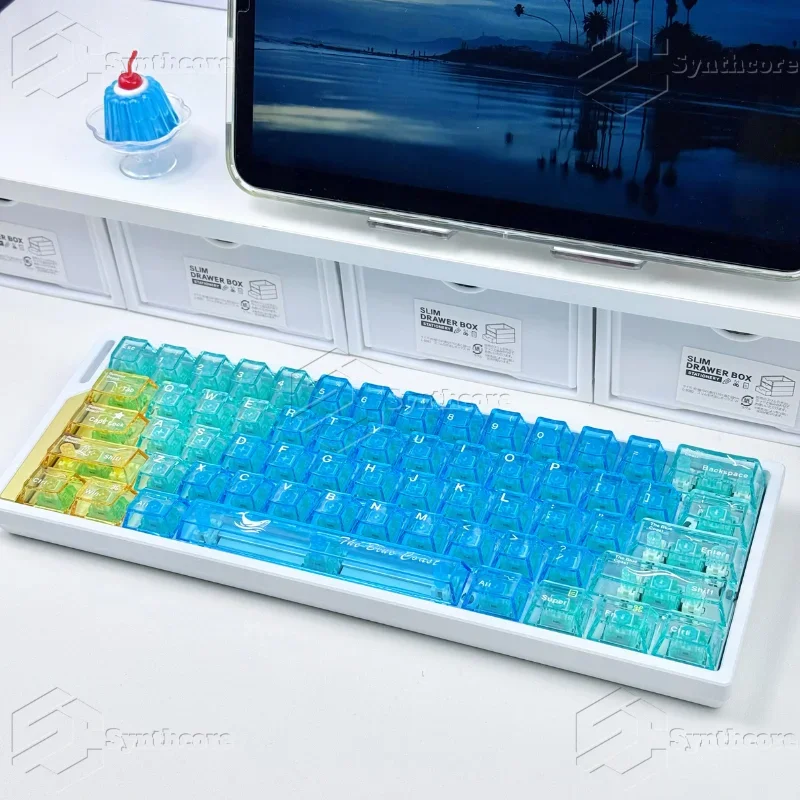 

Cote d'Azur 130 keys full set of PC factory height blue transparent keycap magnetic axis special wooting