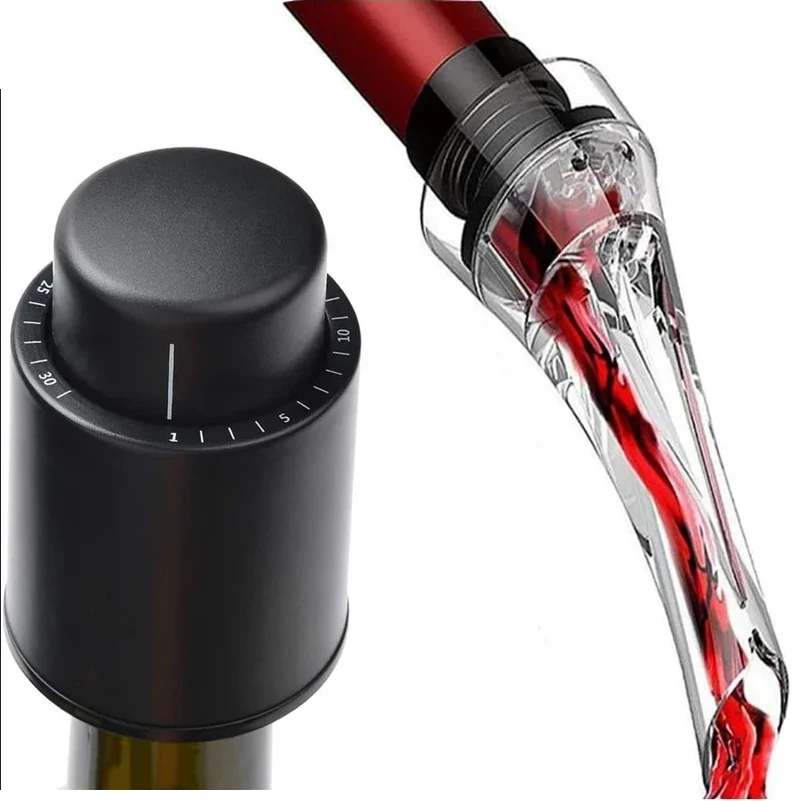 Wine Bottle Stoppers, Reusable Wine Stoppers, Vacuum Wine Preserver with Time Scale Record, Wine Savers Vacuum Pump Corks