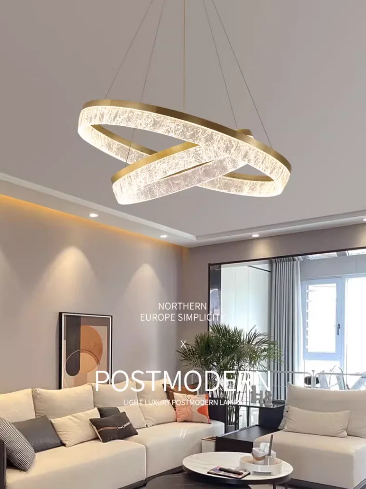 Postmodern Light Luxury Circular Ring Living Room Chandelier Creative Restaurant Hanging Lights Study Model Room Light Fixtures