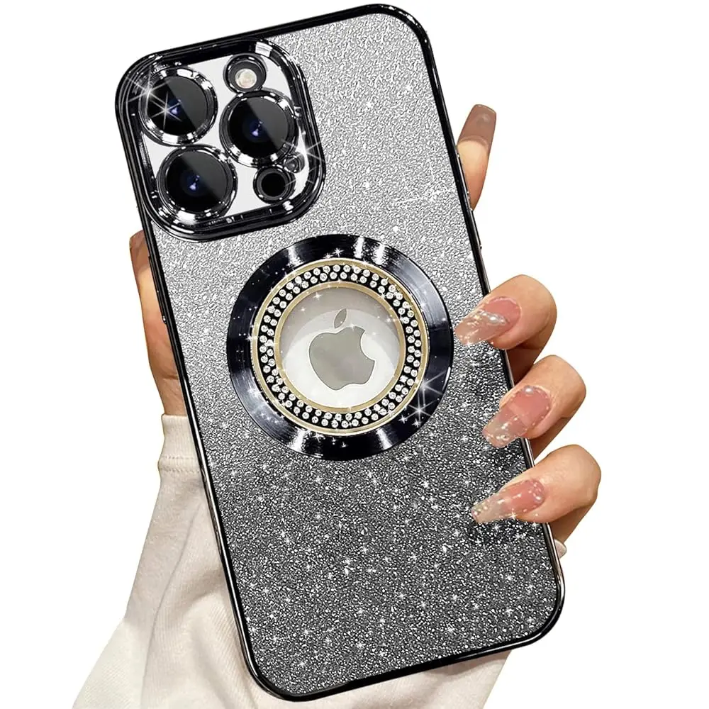 

for iPhone 16 Pro Magnetic Glitter Case Compatible with MagSafe,Full Protection Slim Shockproof Anti-Scratch Case with Camer