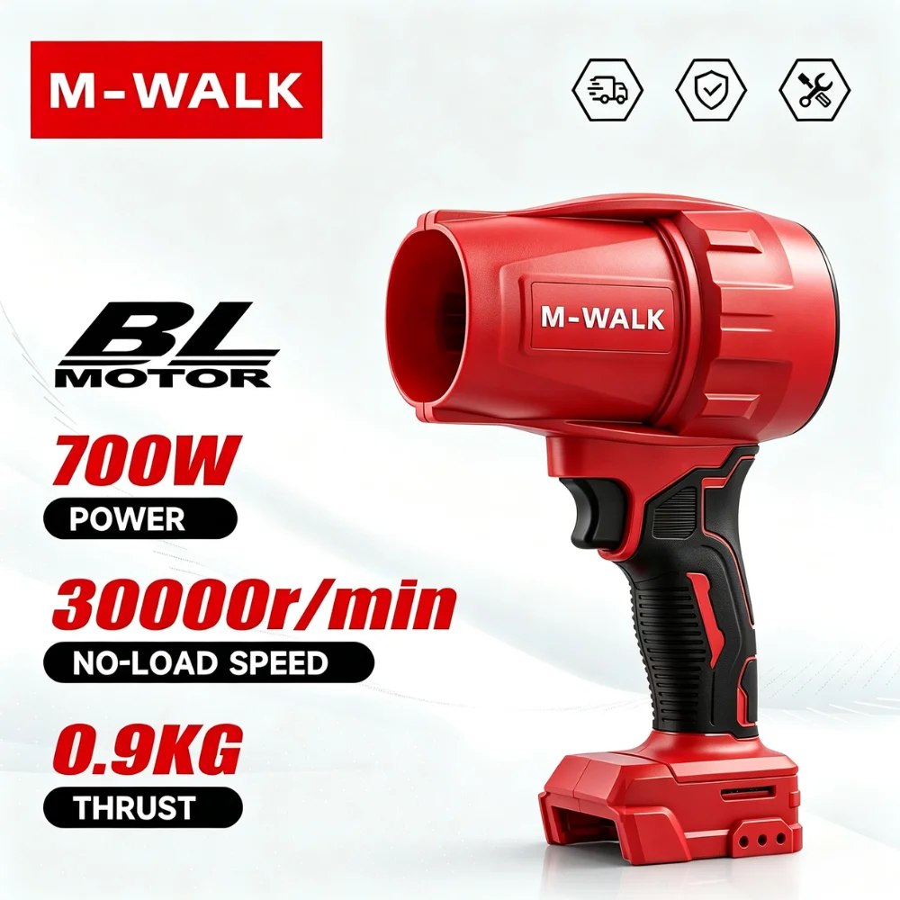 M-WALK 30000RPM Cordless Electric Turbo Blowers Jet Fan 200M/S Handheld Leaf Blower Dust Blowing For 18V Battery