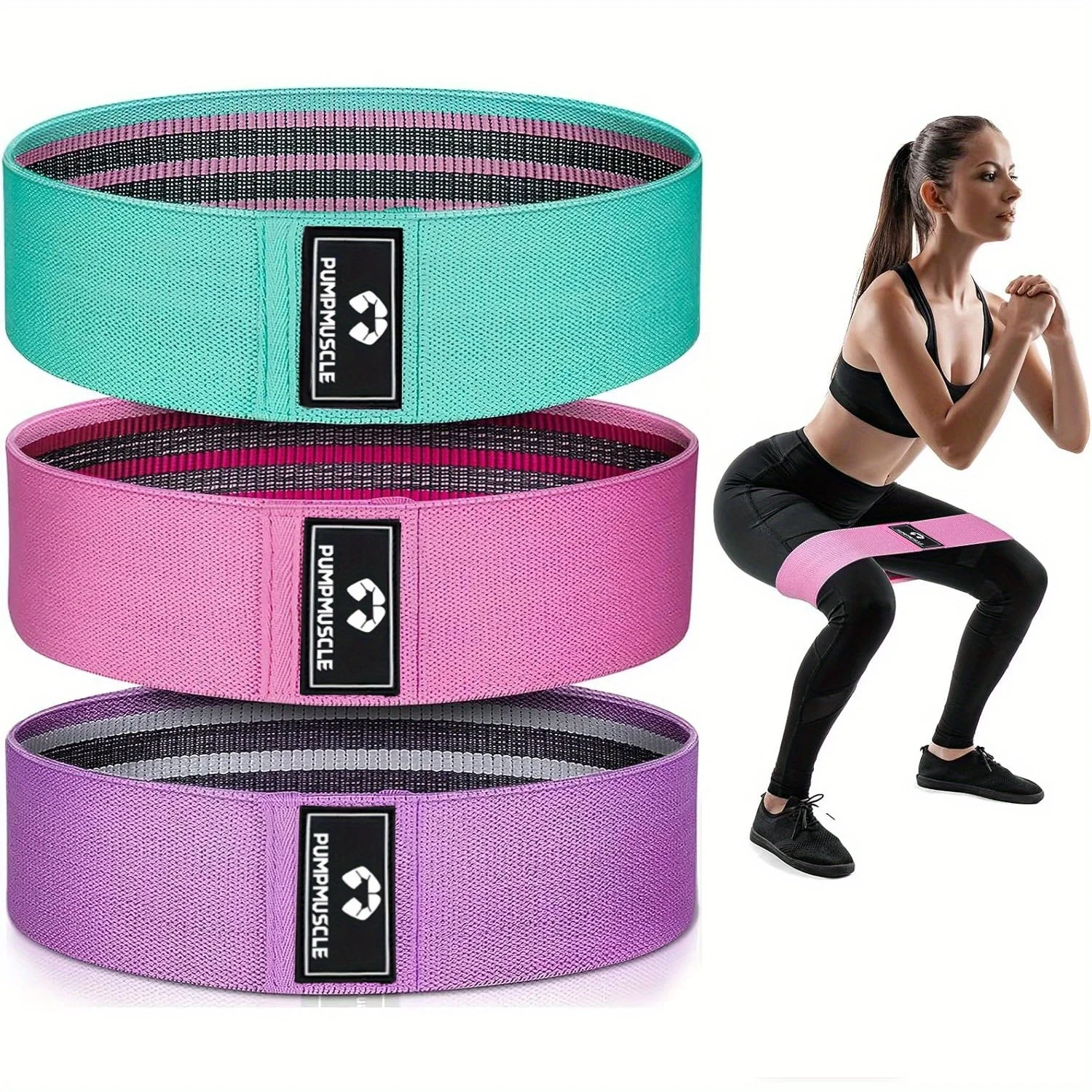Fabric Resistance Bands for Working Out, 3 Set of Stretch Bands for Booty Legs for Yoga Starter, Pilates Flexbands