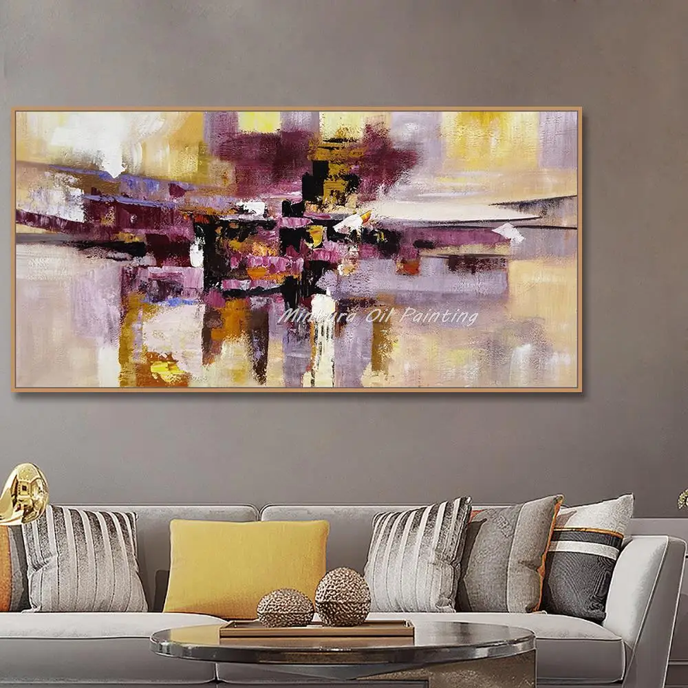 

Mintura Handmade Purple Abstraction Oil Paintings on Canvas Modern Large Wall Art Picture for Living Room Home Office Decoration