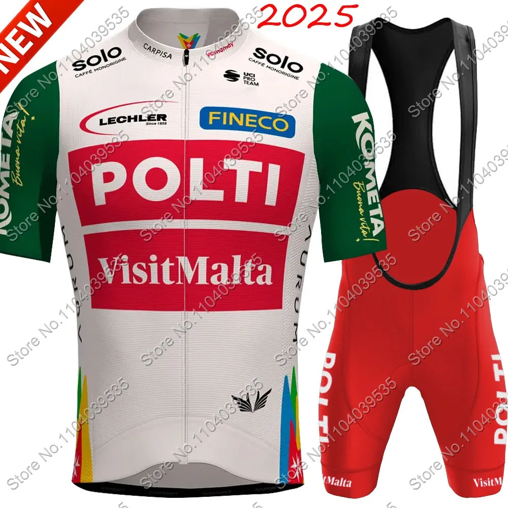 Polti Visitmalta 2025 Cycling Jersey Mens Pro Team Set Short Sleeve Italy Clothing Road Bike Shirts Suit Bicycle Bib Shorts MTB