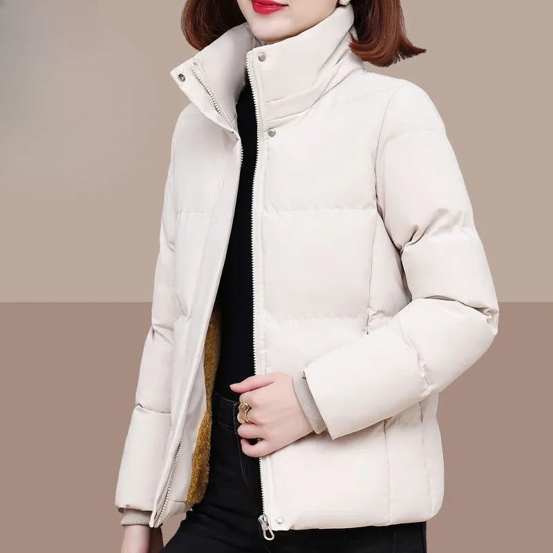 

Бархатная одежда на хлопковой подкладке, женская зима 2025, зимняя утолщенная молния с капюшоном, свободное модное повседневное теплое женское пальто, топ