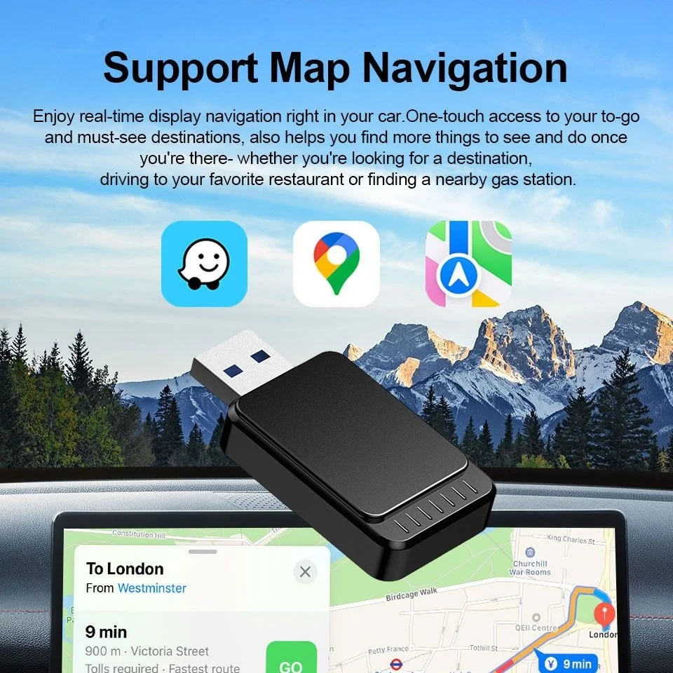 

Беспроводной адаптер CarPlay и Android Auto 2-в-1 для автомобиля, простой в использовании, беспроводной Android
