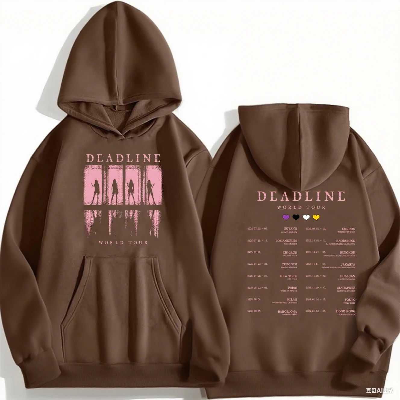 2025 Korean New Sportswear Hoodie BP Deadline Black World Tour Fashion Street Casual Hoodie Autumn/Winter Women's Fan Top