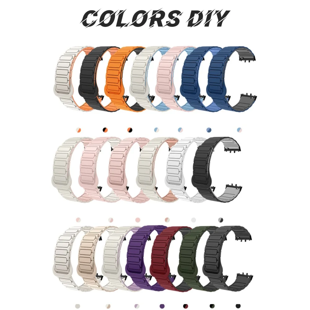 18mm Magnetic Silicone Strap For Samsung Galaxy Band Fit3 Armor Style Quick Release Adjustable Watch Band Bracelet for Man Woman