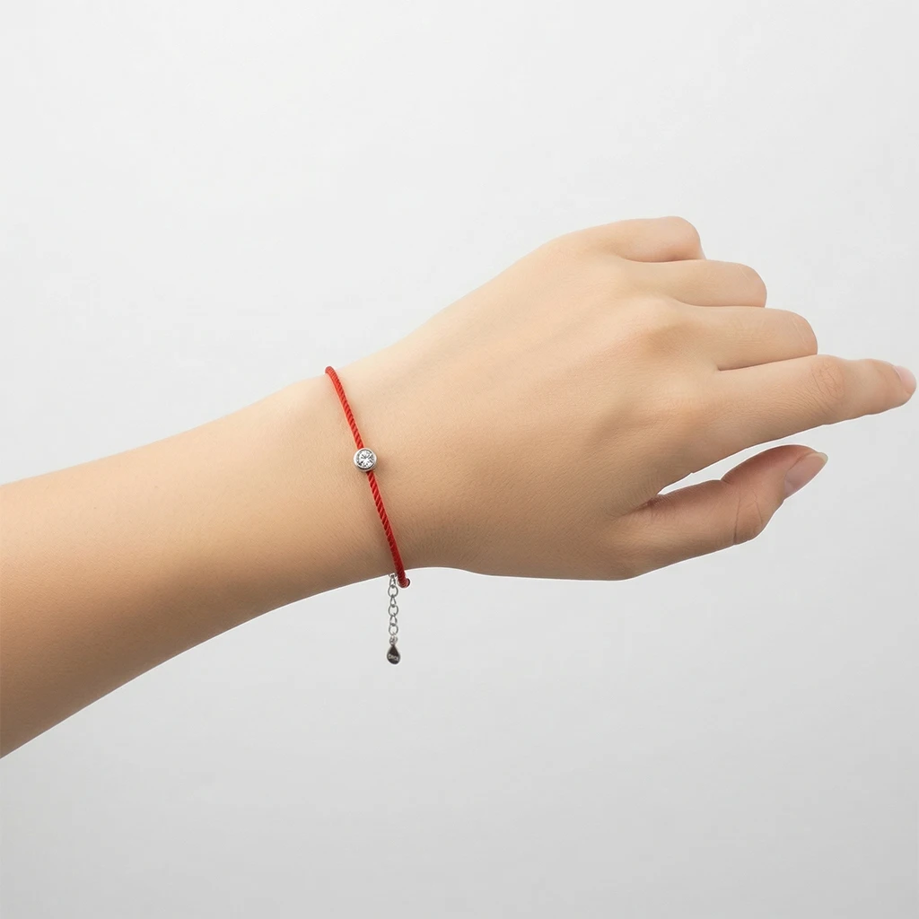 La Monada Red Thread For Hand Women\'s 925 Sterling Silver Bracelets Round Zircon Red String Rope Jewelry Bracelets For Women