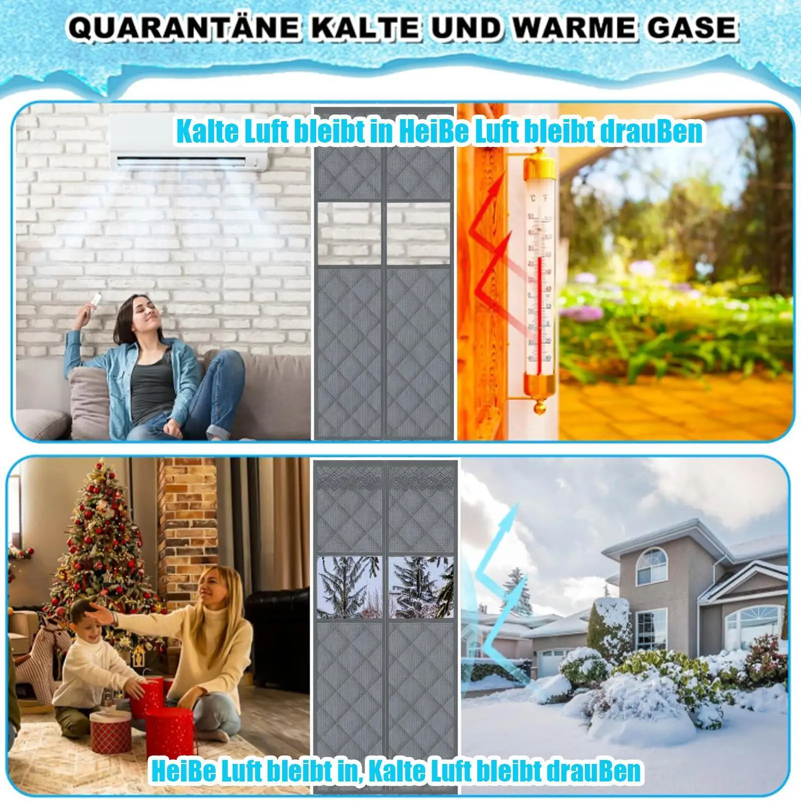 Thermal Door Cover Magnetic Doorway Barrier With Clear Window Weatherproof Temperature Protection Door Cover For Winter Home