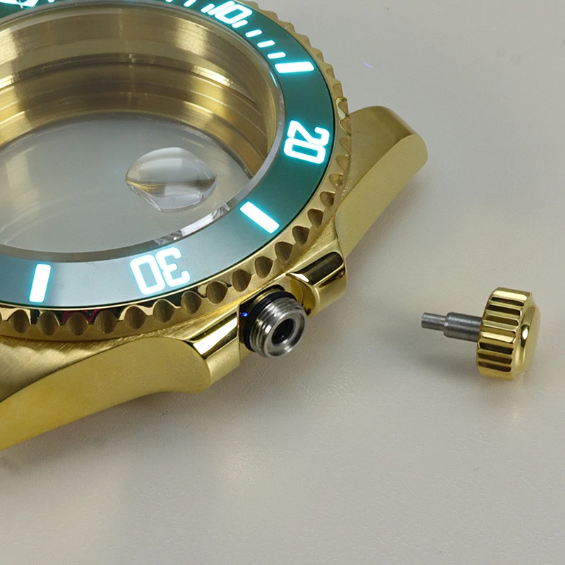Gold 40mm NH35 Watch Case Sapphire For Seiko NH35 NH36 NH34 Miyota8215 2824 Movement 28.5mm Dial Full Text C3 Luminous SUB Bezel