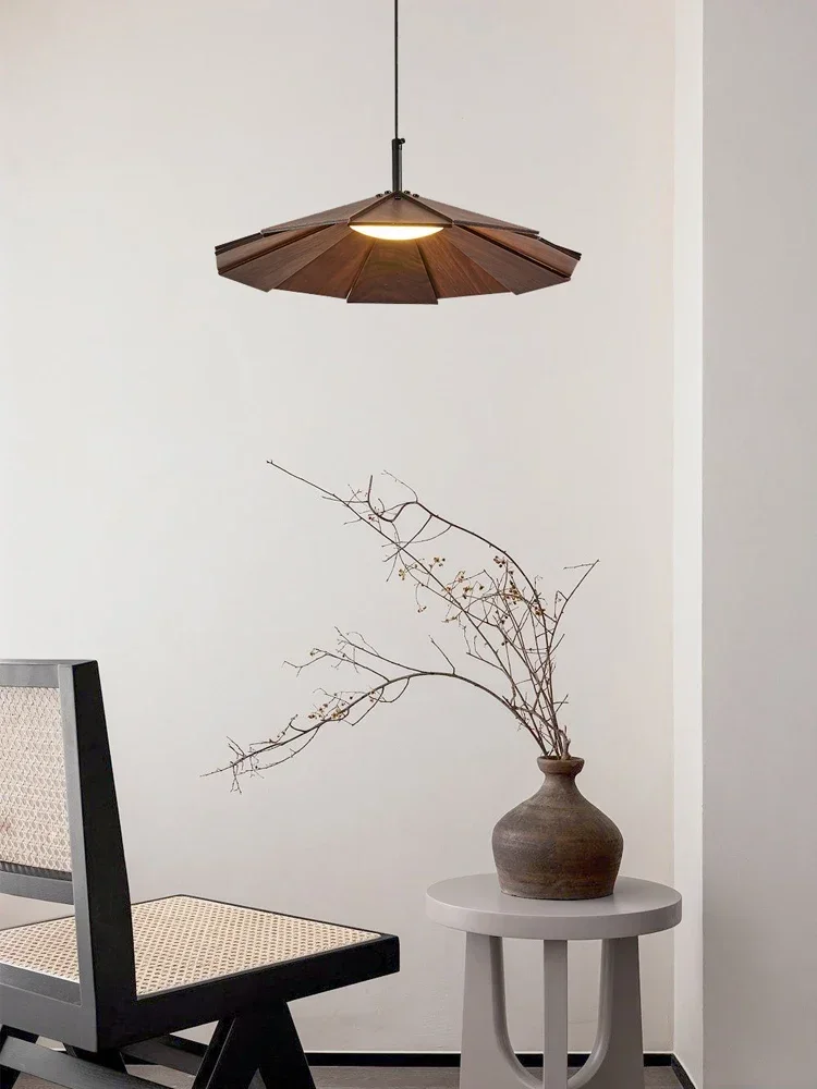 

Black Walnut Solid Wood Retro Restaurant Chandelier Style Japanese New Chinese Zen Bedroom Bar Bedside Lamp