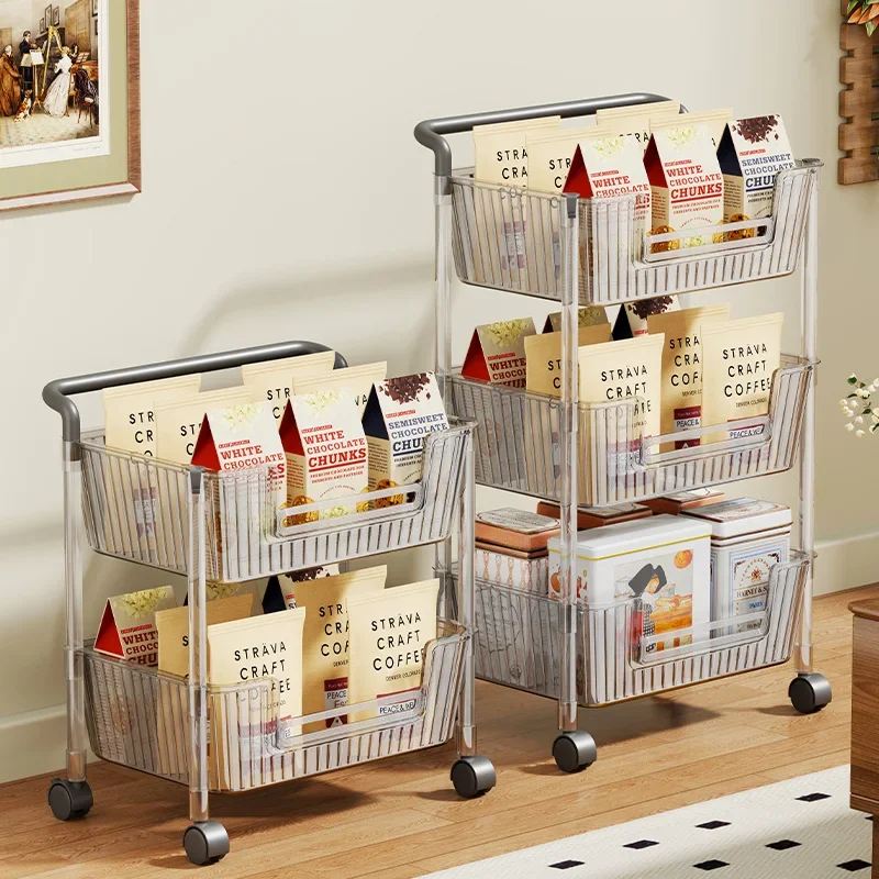 Household Transparent Salon Trolley Storage Rack Living Room Kitchen Salon Trolley Multi-storey Portability Carrito Furniture