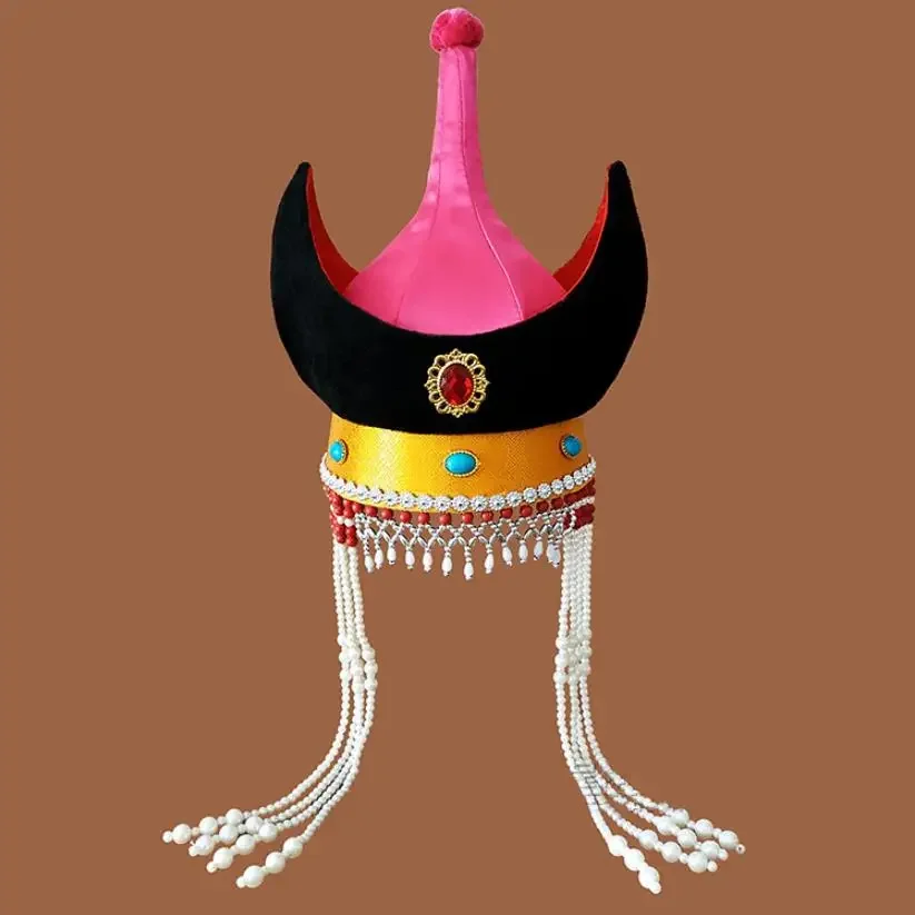 Princess Cosplay head wear women Mongolian dancing at beautiful Ethnic costume accessories wedding bride cap