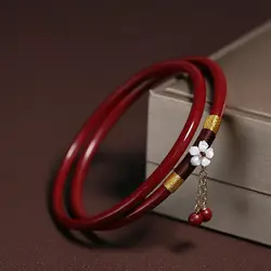Pure Natural High Content Cinnabar Bracelet Female Horse Year Patron of The Year of The Horse Jingle Close Mouth Bangle Amulet