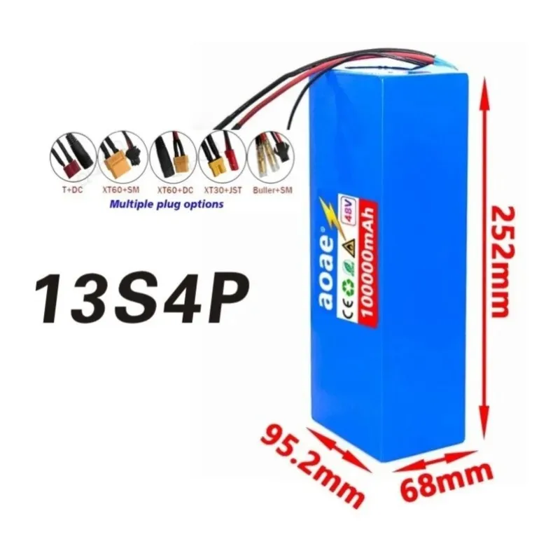 48V 100Ah 13s4p Lithium Battery Pack 48v for Electric Scooters Mountain Bikes and Power-assisted Bicycles Built in BMS