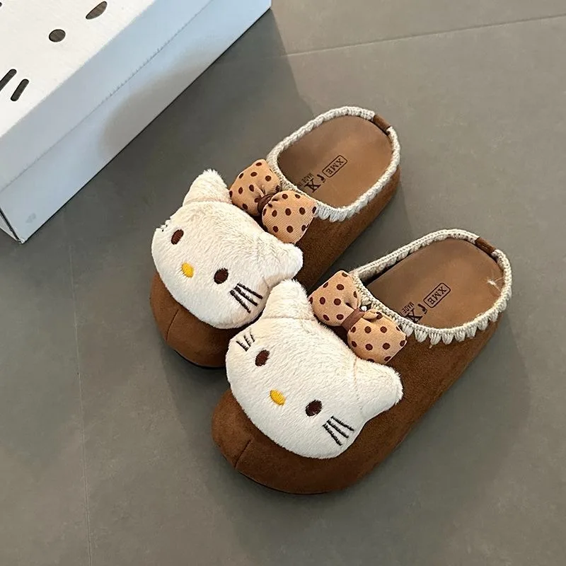 

Kawaii Hello Kitty Sanrio Students Cute Cartoon Comfortable Warm Slippers Children Wear Platform Shoes Outside Gift for Kids