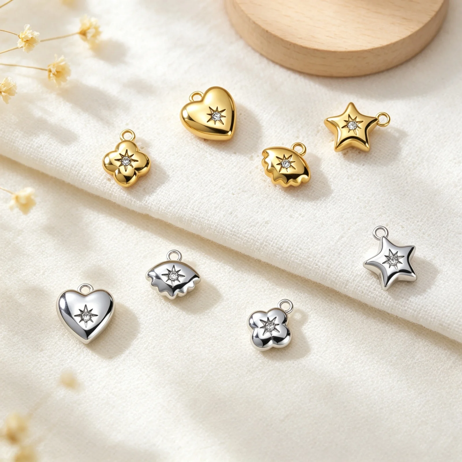 5pcs Love Star Shell Pendant Stainless Steel Summer DIY Necklace Earrings Bracelet Jewelry Making Accessories