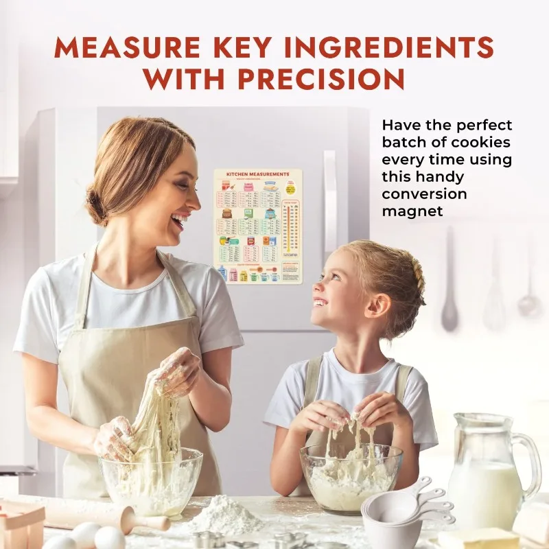 Magnetic Imperial Metric to Standard Conversion Chart, Kitchen Refrigerator Sticker for Food Cooking Measurement