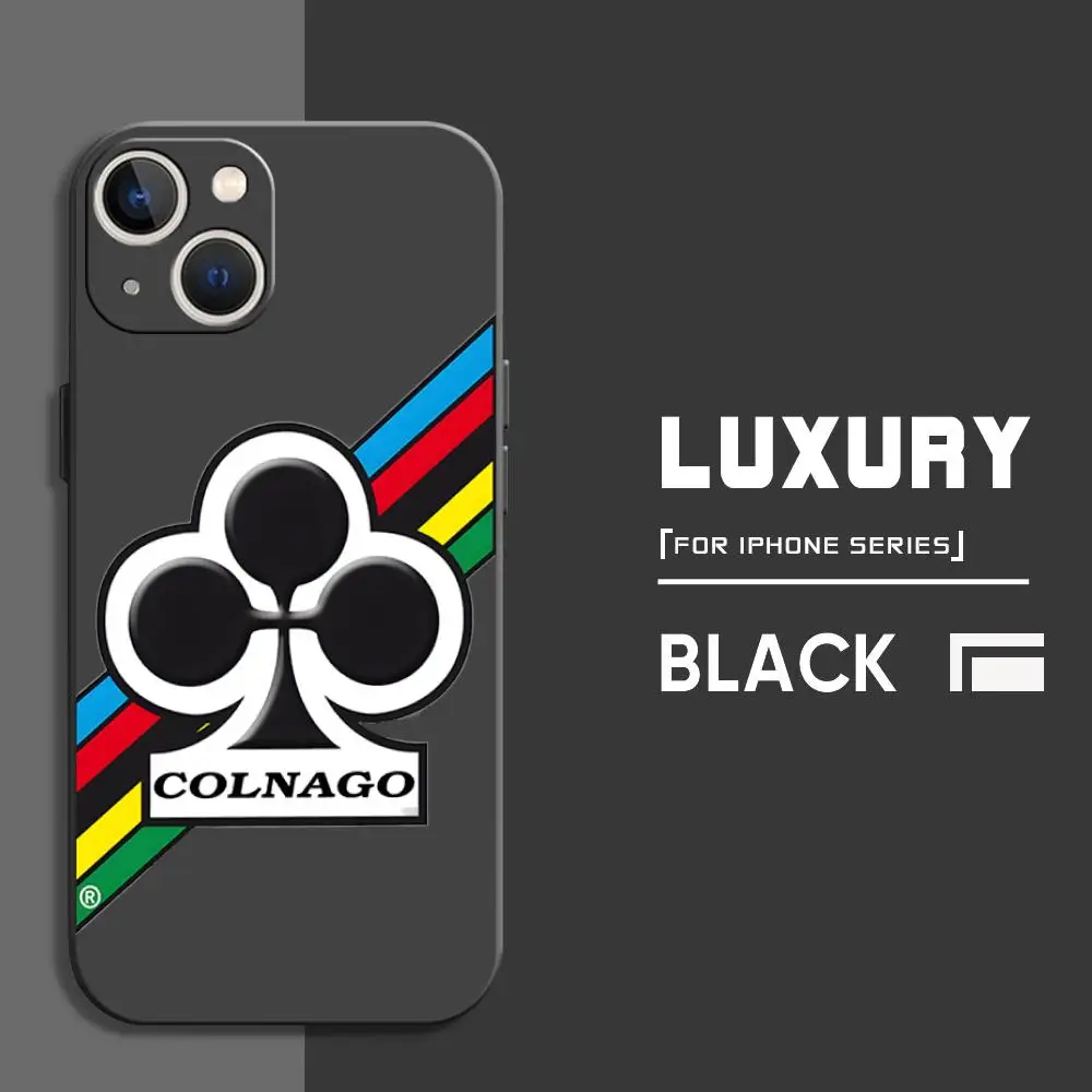 High-end fashion C-Colnago logo Phone Case For iPhone 16 15 14 13 12 11 X XR XS 8 Plus Mini Pro Max Soft black Shockproof Cover