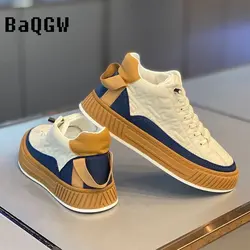 Spring Autumn Color Contrast Men Increased Fashion Bandages Casual Shoes Board Shoes High Quality Outdoor Boots British Style