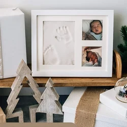 Wooden baby hand and foot printing mud picture frame baby full moon memorial picture frame pendulum table wooden children's hand