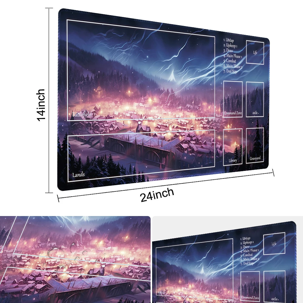 Aurora Village-Board Game TCG Playmat Table Mat Game Size 60X35 CM Mousepad Compatible for MTG CCG