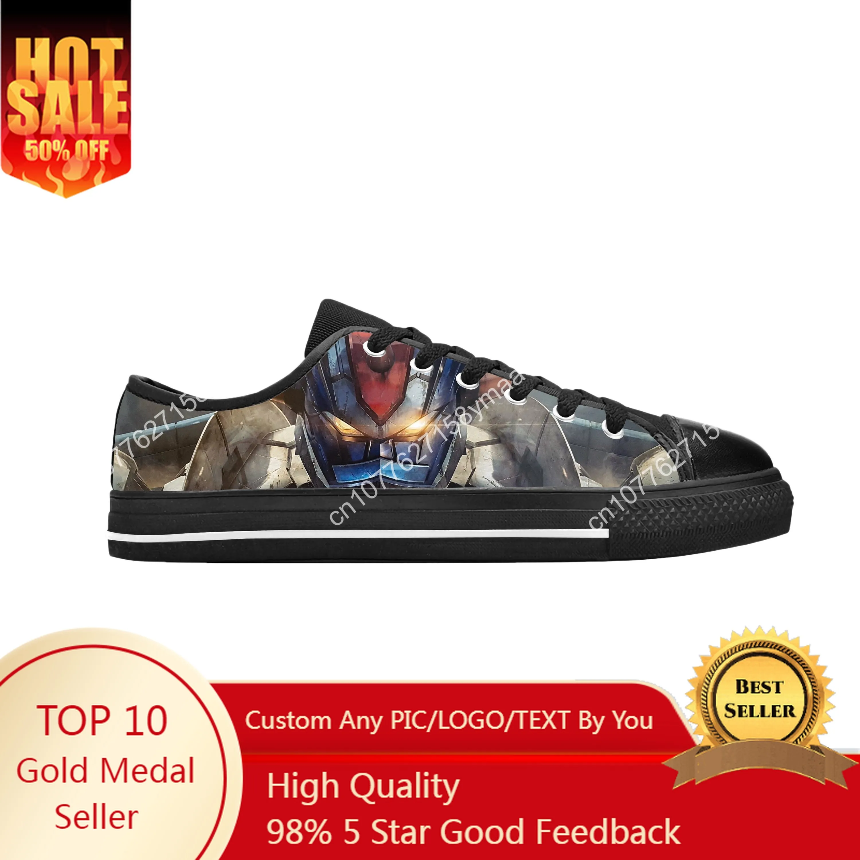 Anime Cartoon Manga UFO Robot Grendizer Goldrake Casual Cloth Shoes Low Top Comfortable Breathable 3D Print Men Women Sneakers