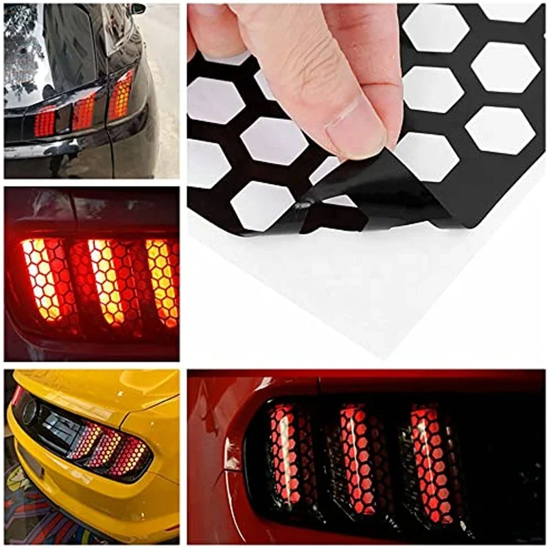 Universal DIY Smoke Wrap Film Honeycomb Taillight Stickers Auto Rear Lamp Protector Decal Car Exterior Styling Accessories view 2