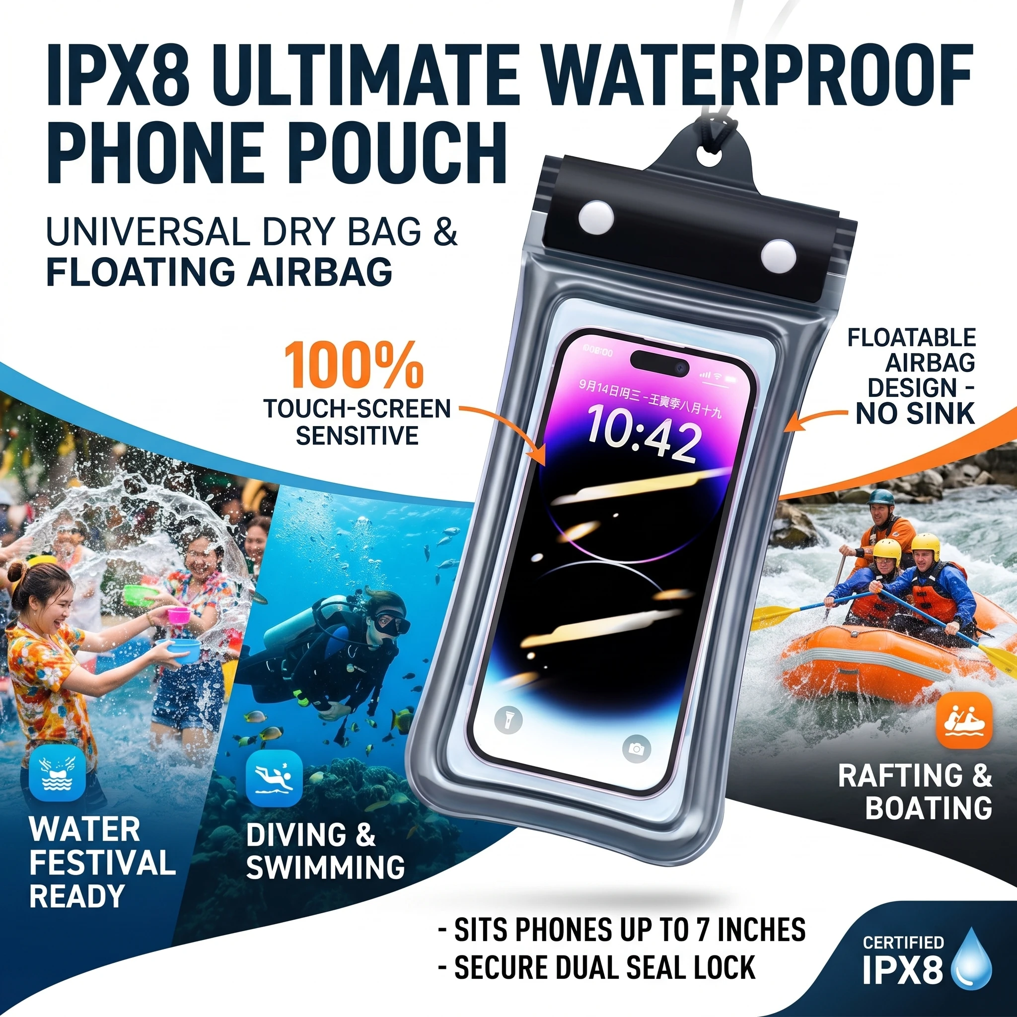 Universal Waterproof Bag Case Cell Phone Pouch Case Water Proof Underwater Dry Bag For Apple iPhone Huawei Xiaomi Samsung Cover