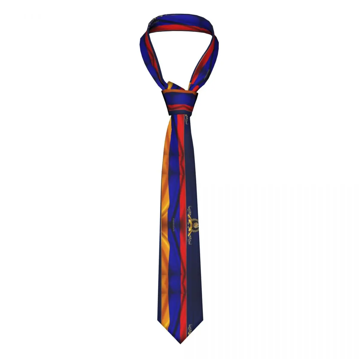 Golden Armenia Necktie Men Slim Polyester 8 cm Classic Armenian Flag Neck Tie for Mens Daily Wear Gravatas Office