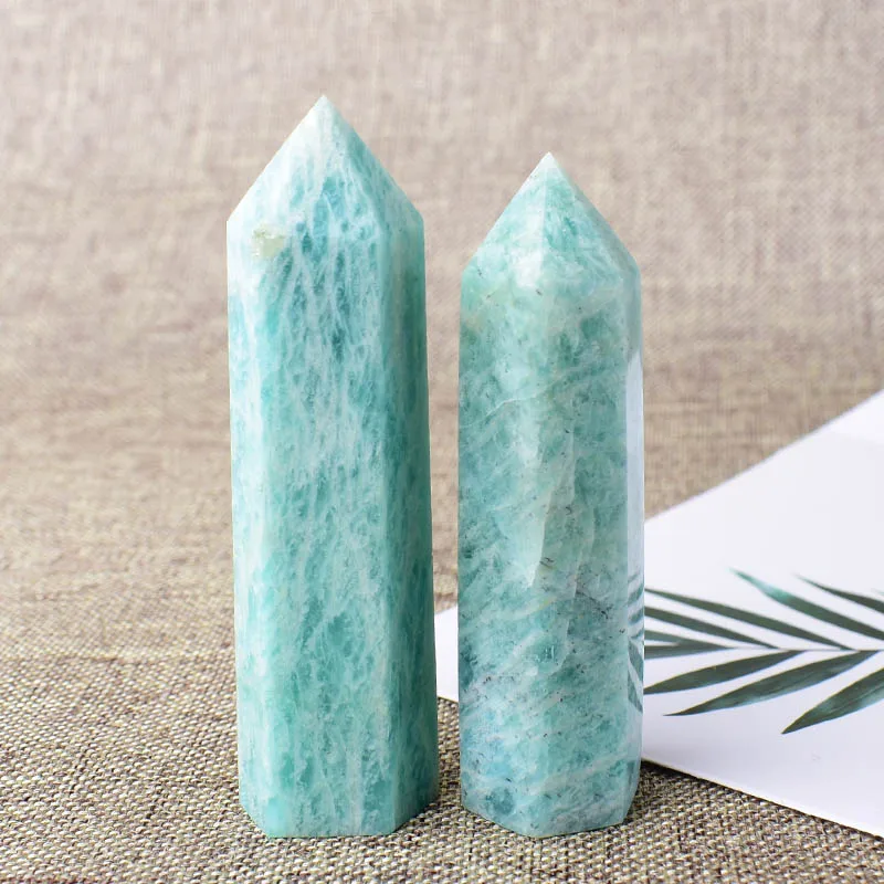 1PC Natural Amazonite Crystal Point Wand Meditation Healing Stone Home Decoration Reiki Energy Tower Mineral Ornament Gift