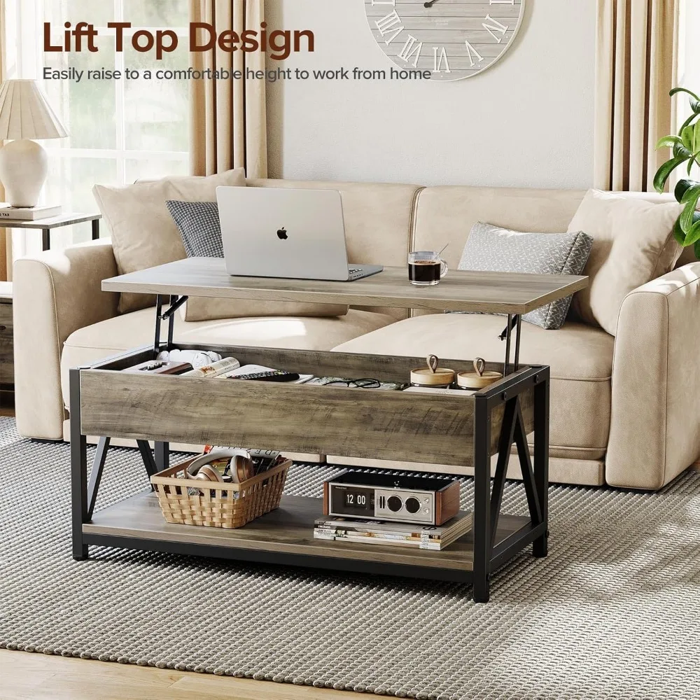Storage Coffee Table with Lift Top and Large Hidden Compartment for Living Room Space Saving Solutions