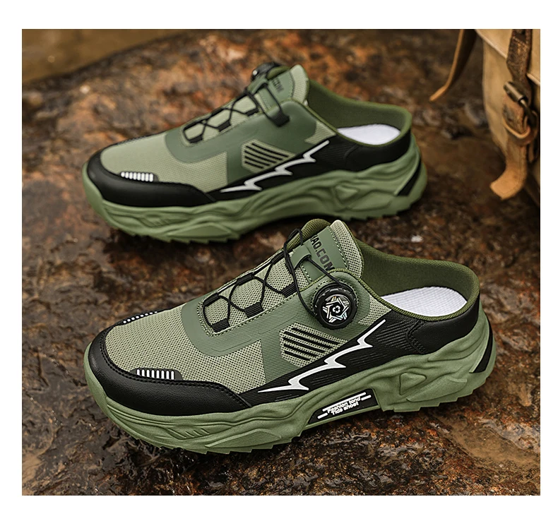 Herren Koreanische Lässige Atmungsaktive Freizeitschuhe Sommer Weichsohlige Rutschfeste Jugend-Halbslipper mit Drehbaren Schnürsenkeln Sport-Trendschuhe – Detail 19
