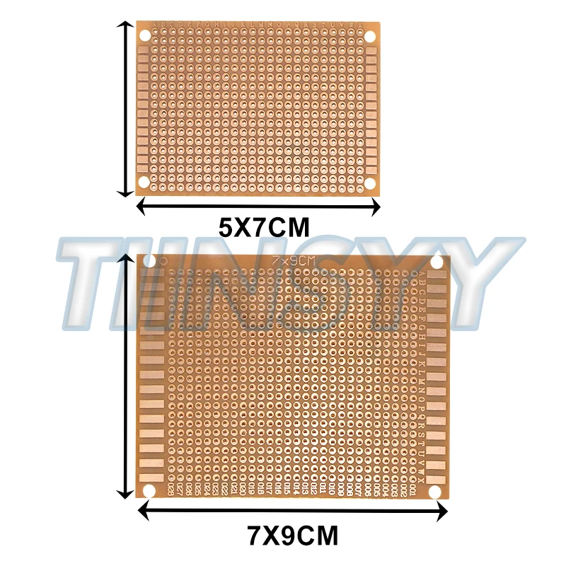10 Stück PCB Universal-Platine Einseitig Gelb 5X7CM 7X9CM PCB-Board Prototyp Perforierte Rasterplatine Set für DIY-Lötarbeiten