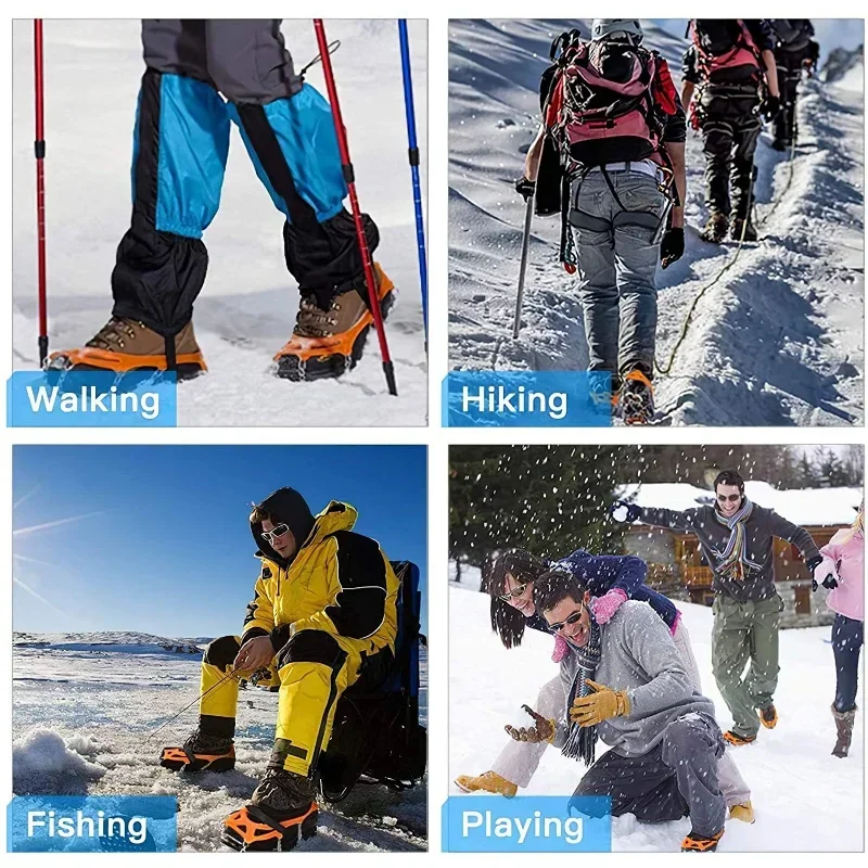 8 Teeth Steel Ice Gripper Spike for Shoes Anti Slip Climbing Snow Spikes Crampons Cleats Chain Claws Grips Boots Cover