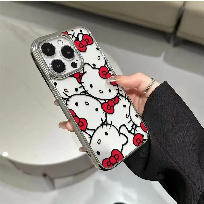 Plný obrazovka KT kocour ahoj kočička sanrio telefon pouzdro pro iPhone 16 15 14 13 PRO maxi 11pro 12 13 PRO X XS XR 7 8 plus dar y2k zakrýt