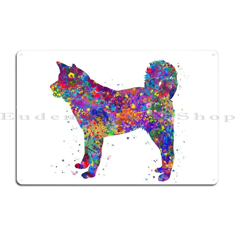 Akita Dog Watercolor Metal Sign Designing Party Customize Wall Decor Decoration Tin Sign Poster