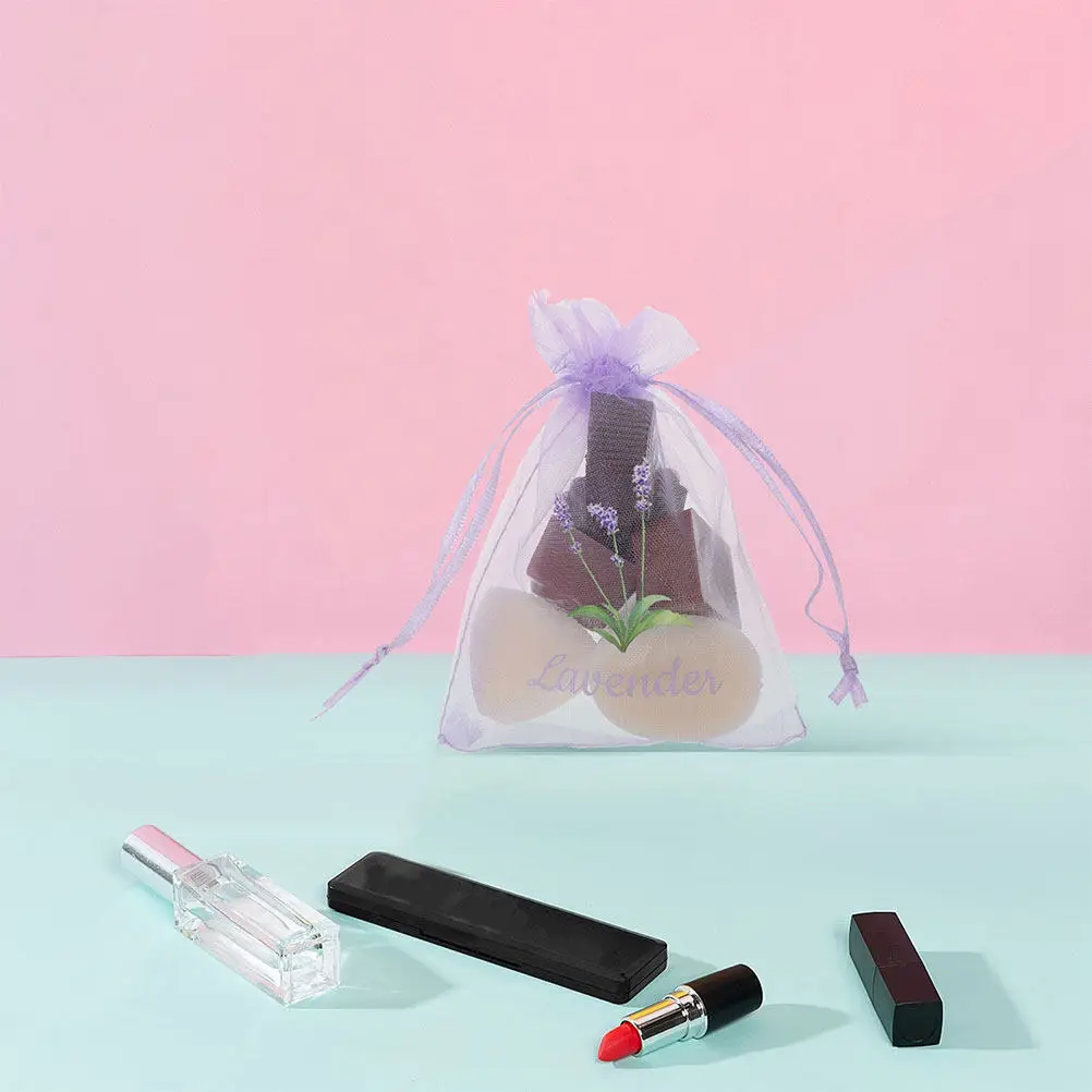 20Pcs Lavender Scented Sachet Bags Drawstring Mesh Organza Pouches for Wardrobe Freshening Air Fresh Bag Empty Fragrance Pouch