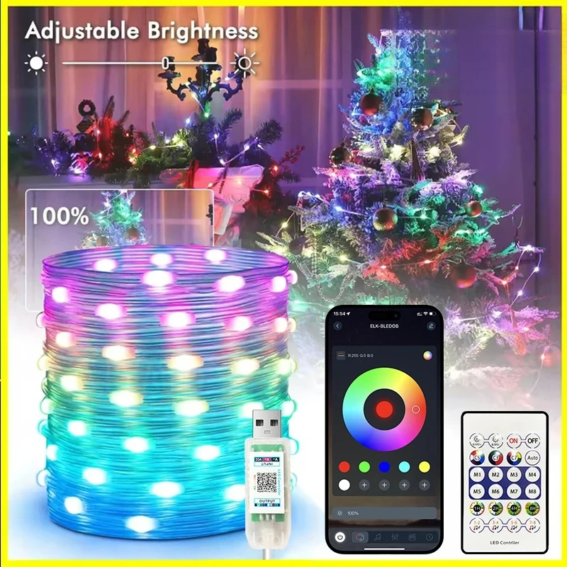 

5V USB RGBIC Fairy String Lamp Light Lights With Bluetooth APP And Remote Control For Christmas Decoration 2025