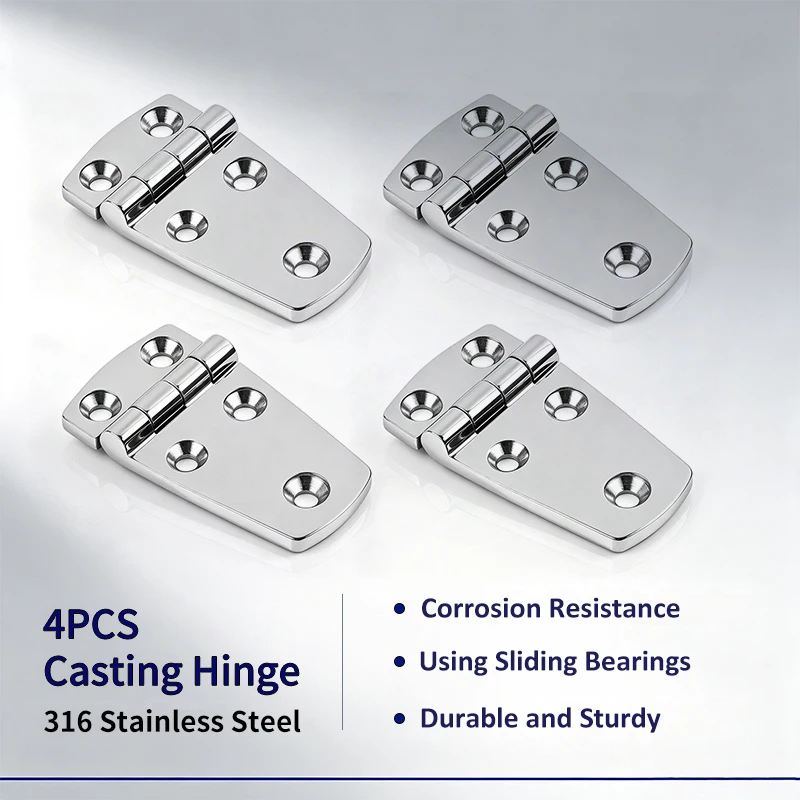 Alastin 4Pcs 76x38mm 316 Stainless Steel Short Side Door Hinge for Boat Yacht RV Marine Hardware Accessories