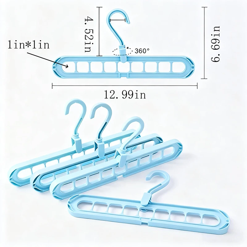 360° Rotating Magic 9-Hole Folding Plastic Clothes Hanger, a Multifunctional Clothes Holder for Home Use, Saving Space
