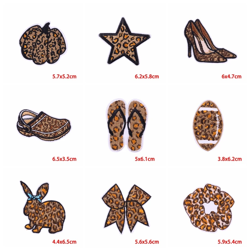 10Pcs Leopard Print Series Embroidery Patch DIY Cute Cartoon Iron On Patches For Clothing Thermoadhesive Patches On Clothes