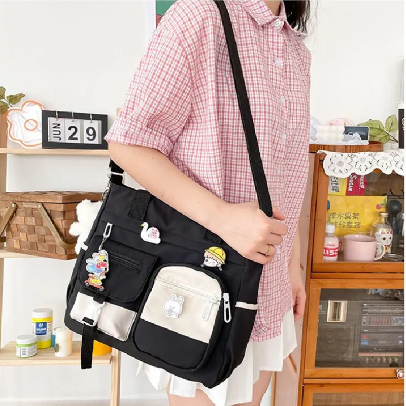 Waterproof Canvas Diagonal Cross Bag Female Harajuku Messenger Bag Wild Student Girls Tote Shoulder Bag Bags for Women Handbags