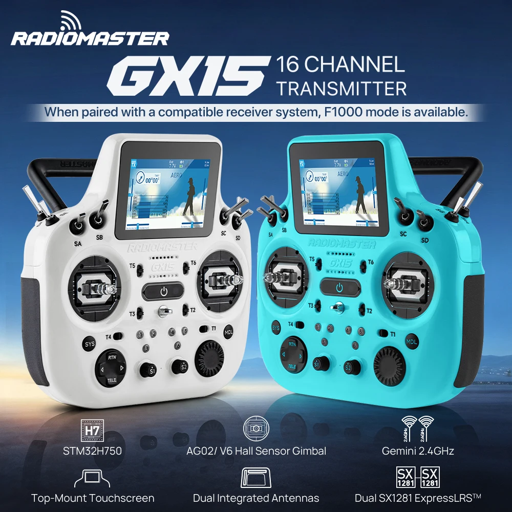 RadioMaster GX15 RC-Funkfernsteuerung 16-Kanal-Sender V6 Hall-Gimbal Dual 2.4GHz ExpressLRS Gemini