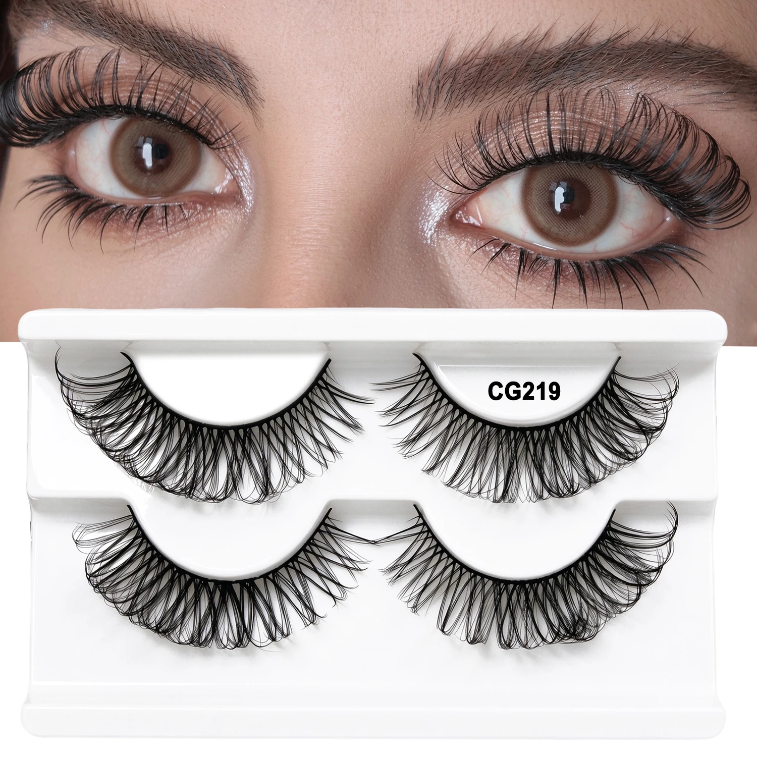 2 Pairs D Curl Fluffy Faux Mink False Eyelashes Dramatic Volume Russian Strip Lashes Reusable Handmade Eye Makeup Lashes