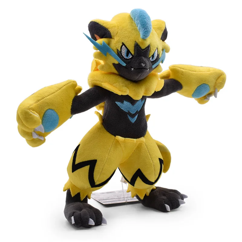 25cm Kleines Zeraora Plüschtier - Gelbes Elektrisches Pokémon, Donnerkatze Stofftier mit Blitzdesign – Detail 9