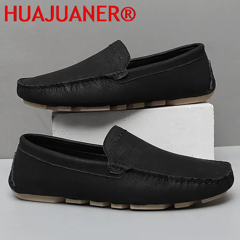 Fashion Men Leather Loafers Comfy Casual Suede Shoes Men Fashion Minimalist Man Shoes Breathable Lightweight Driving Male Flats