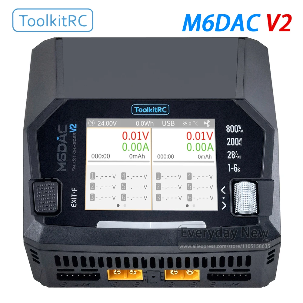 ToolkitRC M6DAC V2 Charger Intelligent 2-Channel 2CH AC DC Remote Control Toy Model, Vehicle, Ship, Drone, Lithium Battery FPV