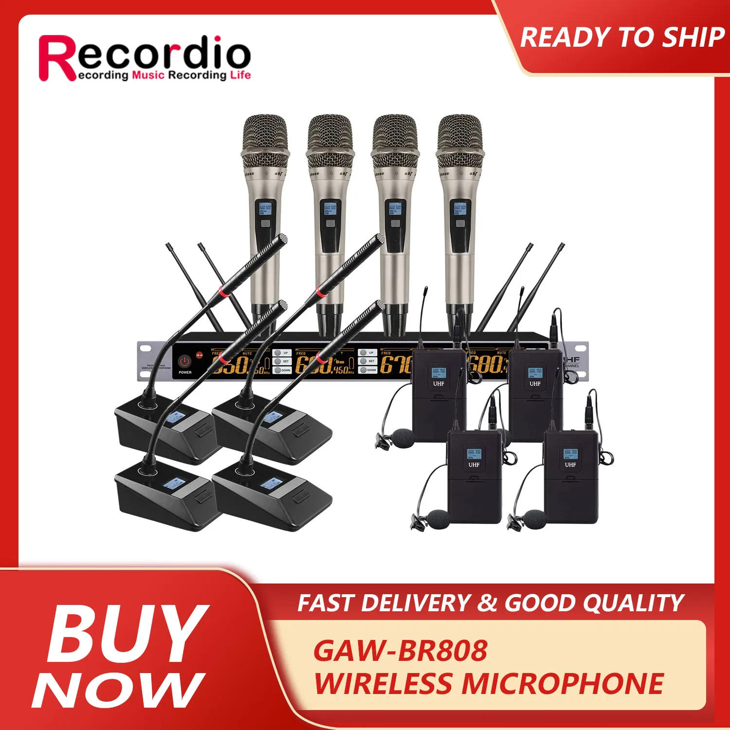 GAW-BR808 one-to-four wireless microphone microphone stage performance conference handheld microphone gooseneck microphone